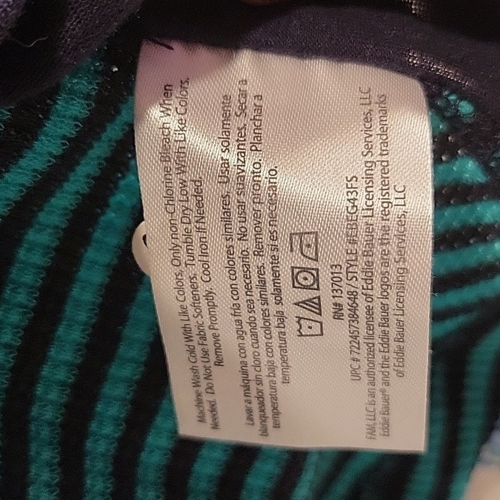 Eddie Bauer Teal and Navy Striped Hoodie Top - Picture 8 of 9